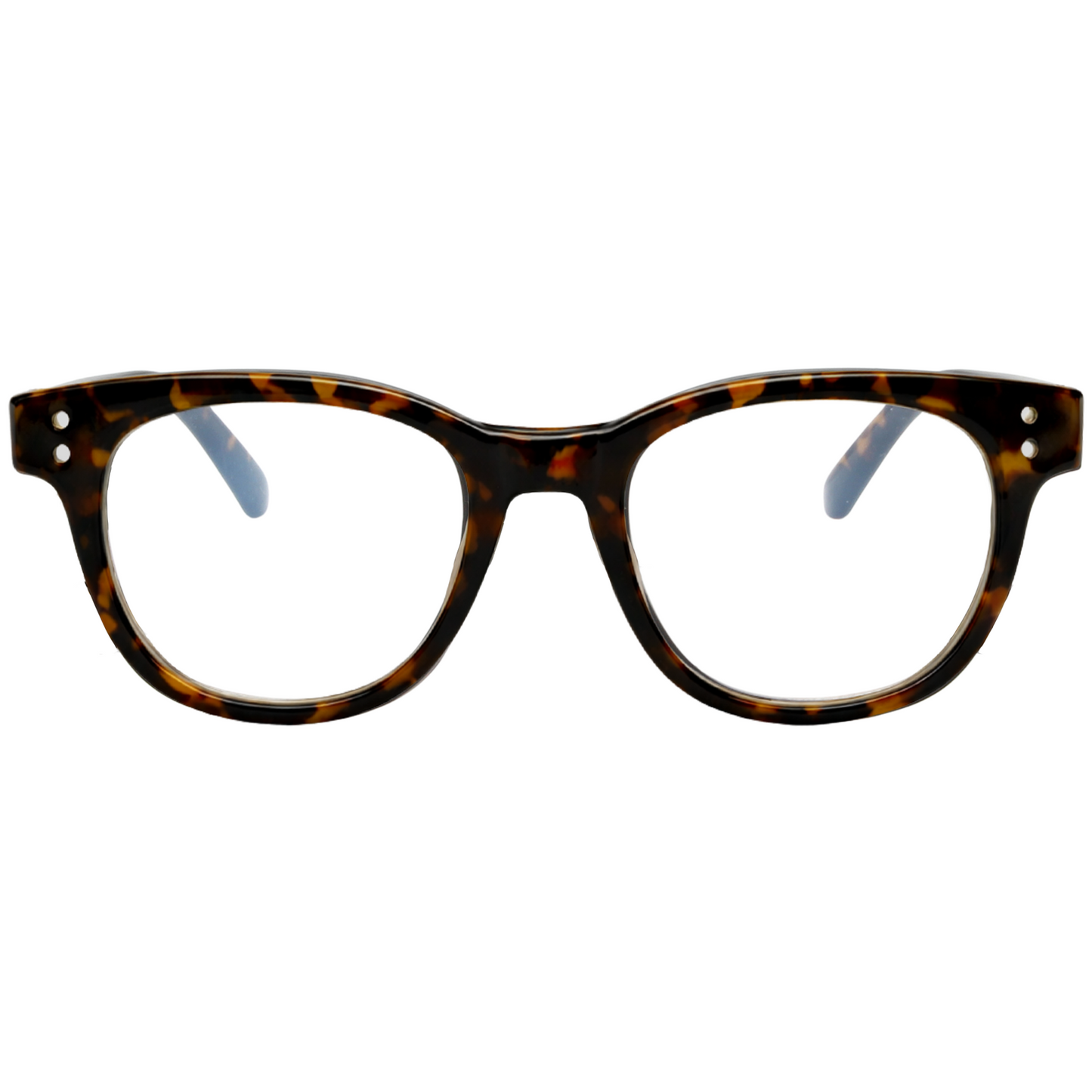 Tortoiseshell eyeglasses on a white background