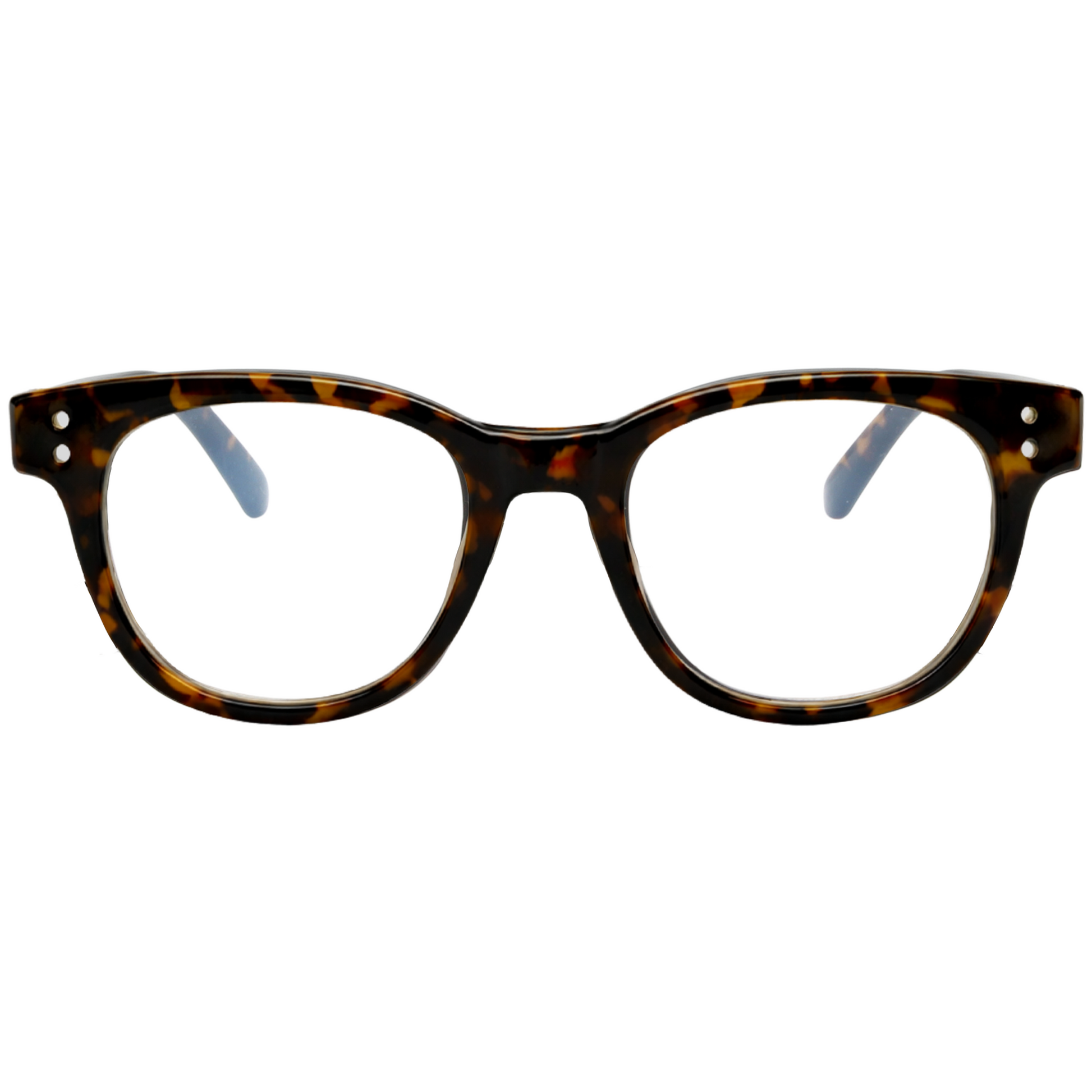 Tortoiseshell eyeglasses on a white background