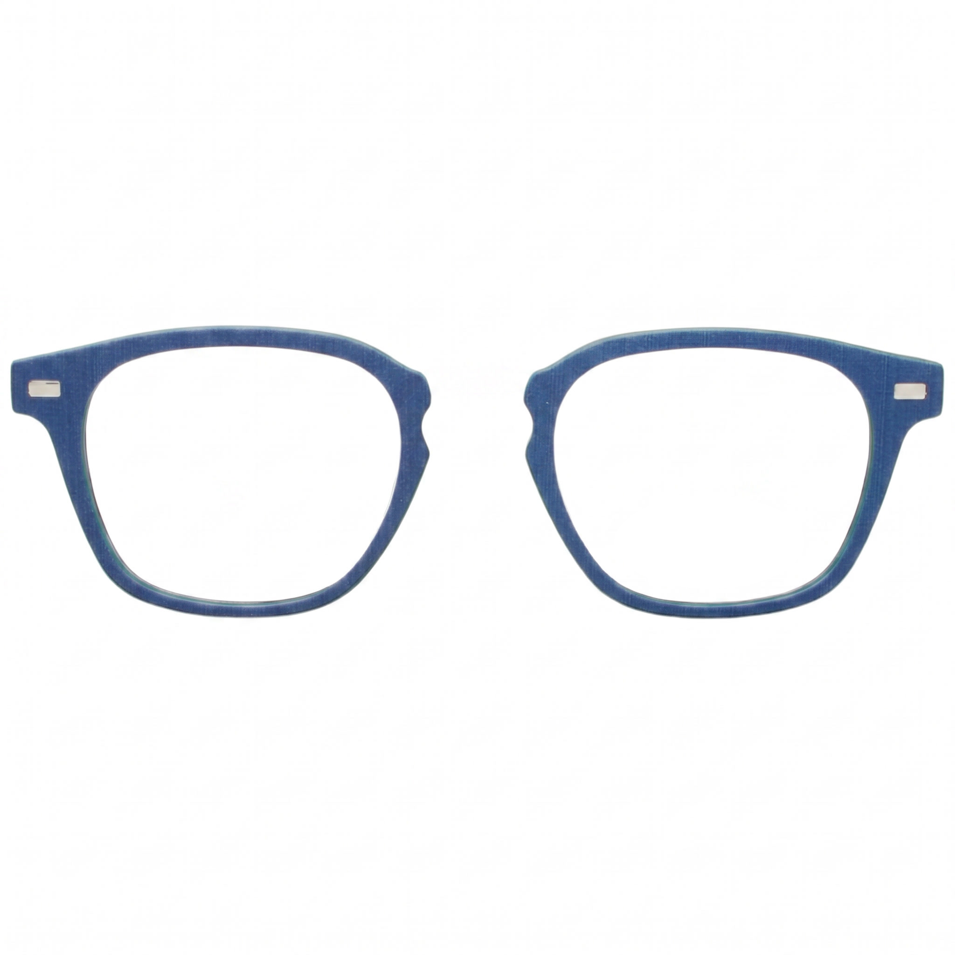 Blue eyeglasses on a white background