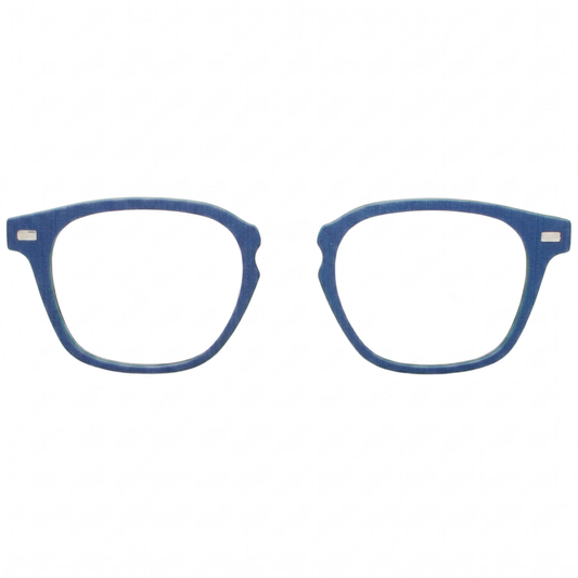 Blue eyeglasses on a white background