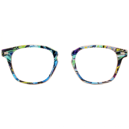 Colorful cat-eye glasses on a white background