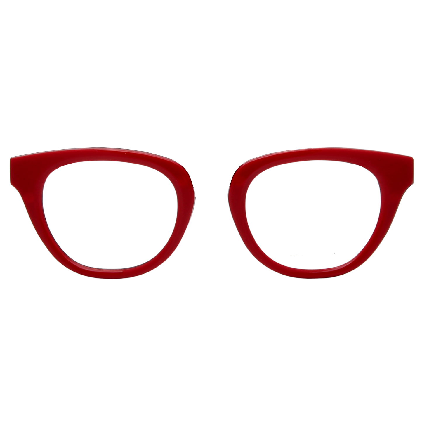 Red cat-eye glasses on a white background