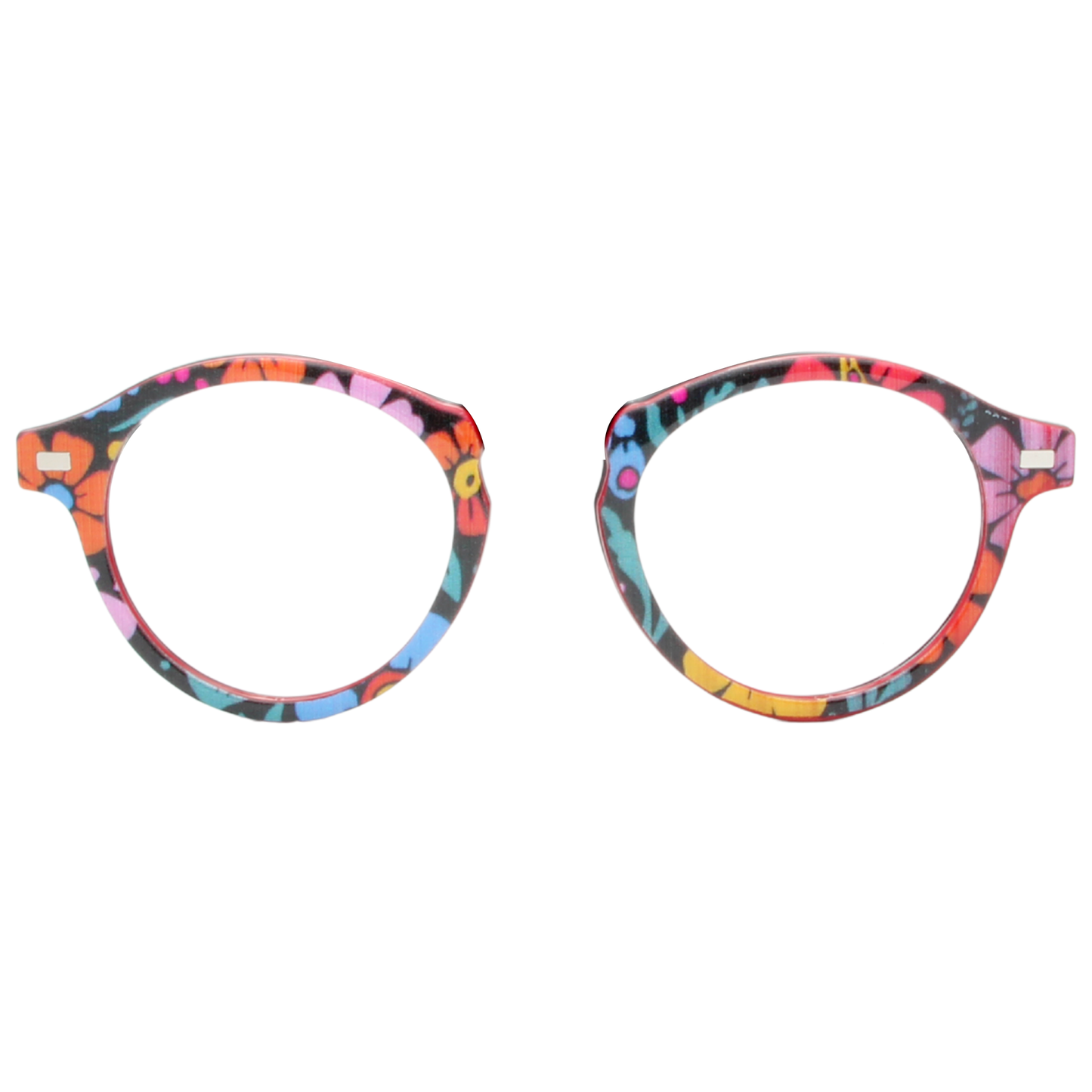 Colorful eyeglass frames on a white background