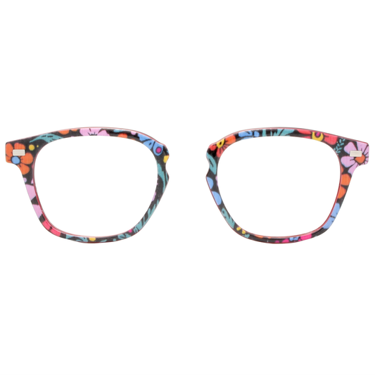 Colorful cat-eye glasses on a white background