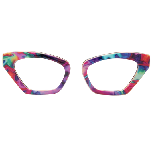 Colorful cat-eye glasses on a white background