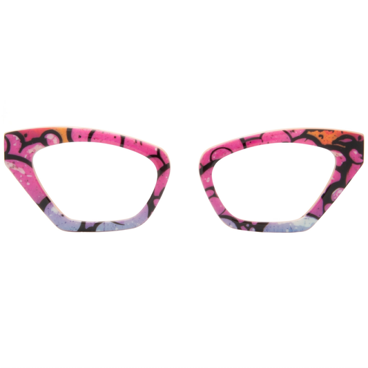 Colorful cat-eye glasses on a white background
