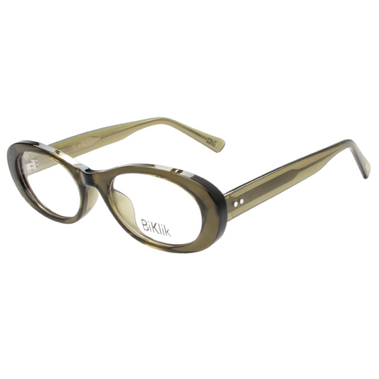 Eyeglasses with a visible brand logo on a white background