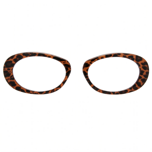 Tortoiseshell eyeglass frames on a white background