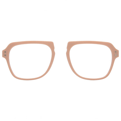 Beige eyeglasses on a white background