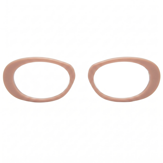 Two beige rubber gaskets on a white background