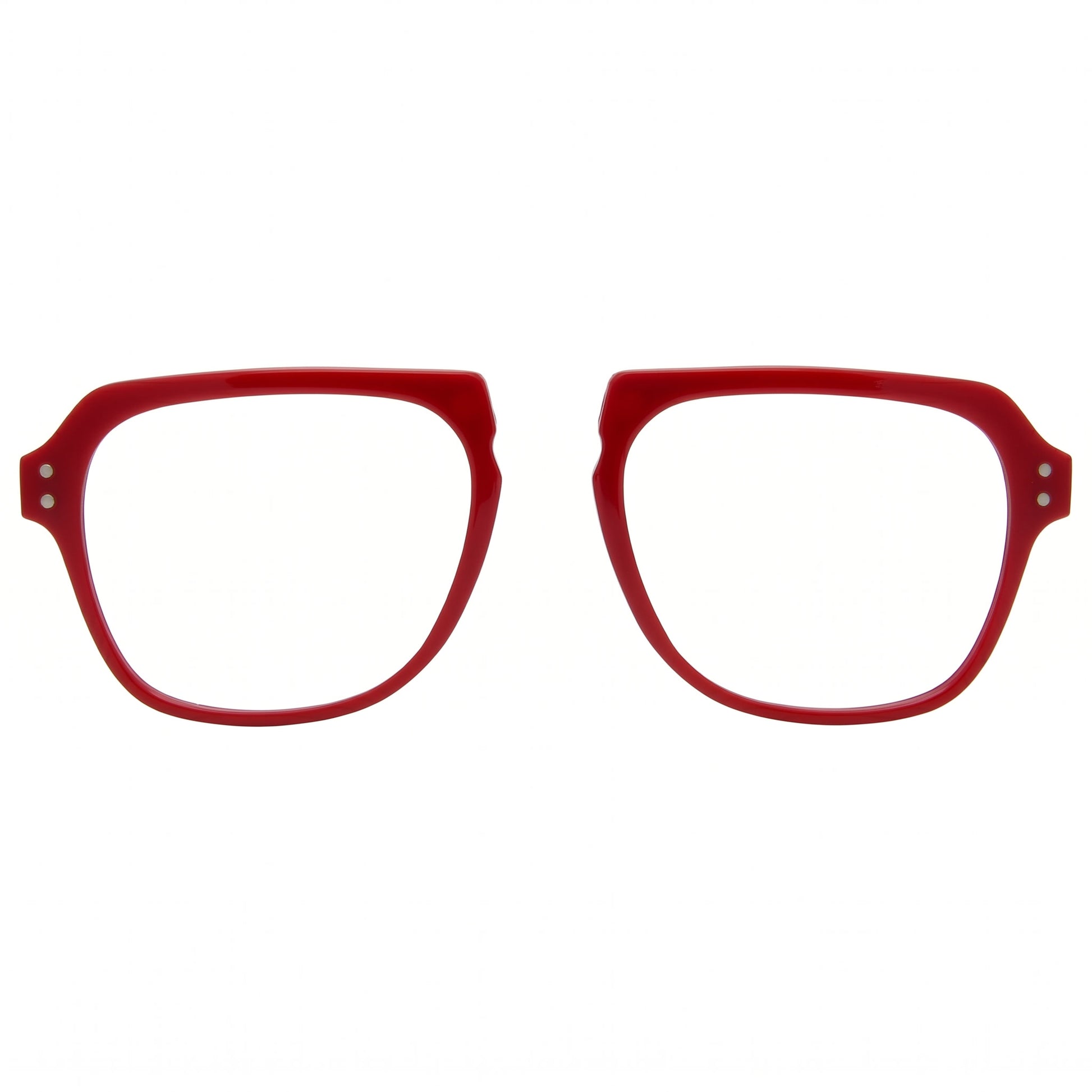 Red eyeglasses on a white background