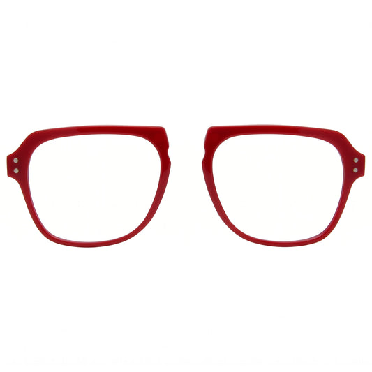 Red eyeglasses on a white background