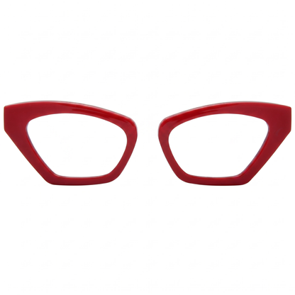 Red cat-eye glasses on a white background