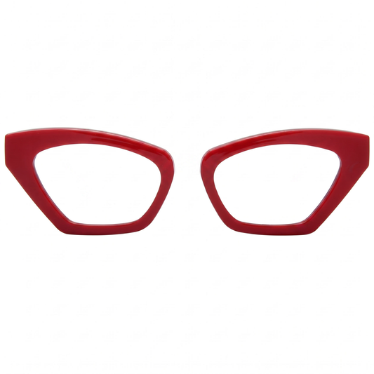 Red cat-eye glasses on a white background
