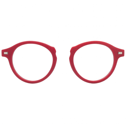 Red eyeglasses on a white background