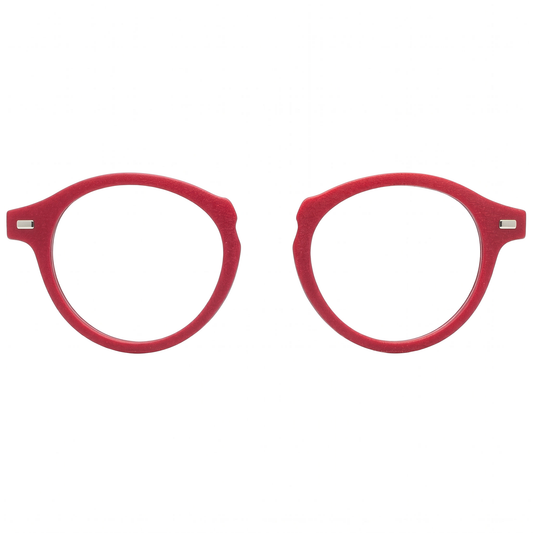 Red eyeglasses on a white background