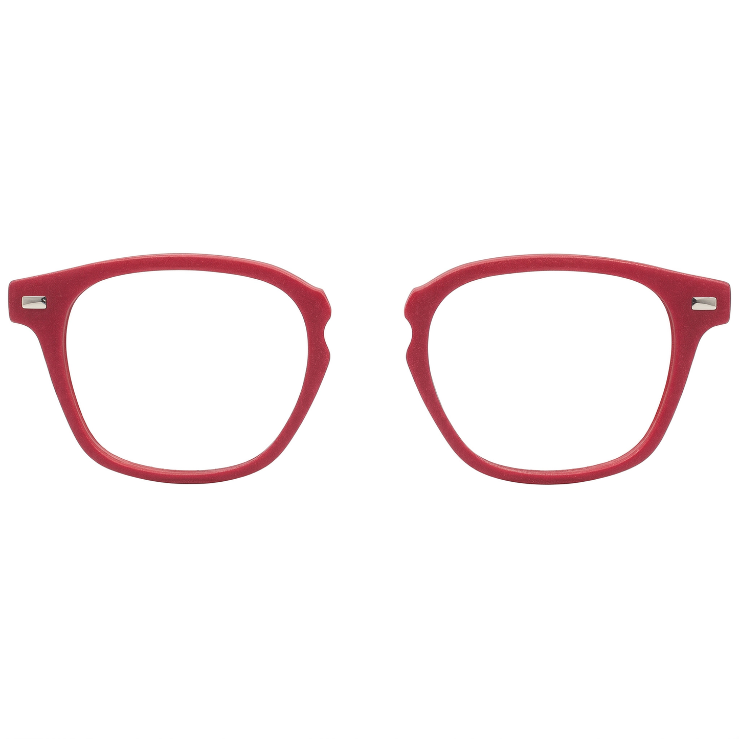 Red eyeglasses on a white background