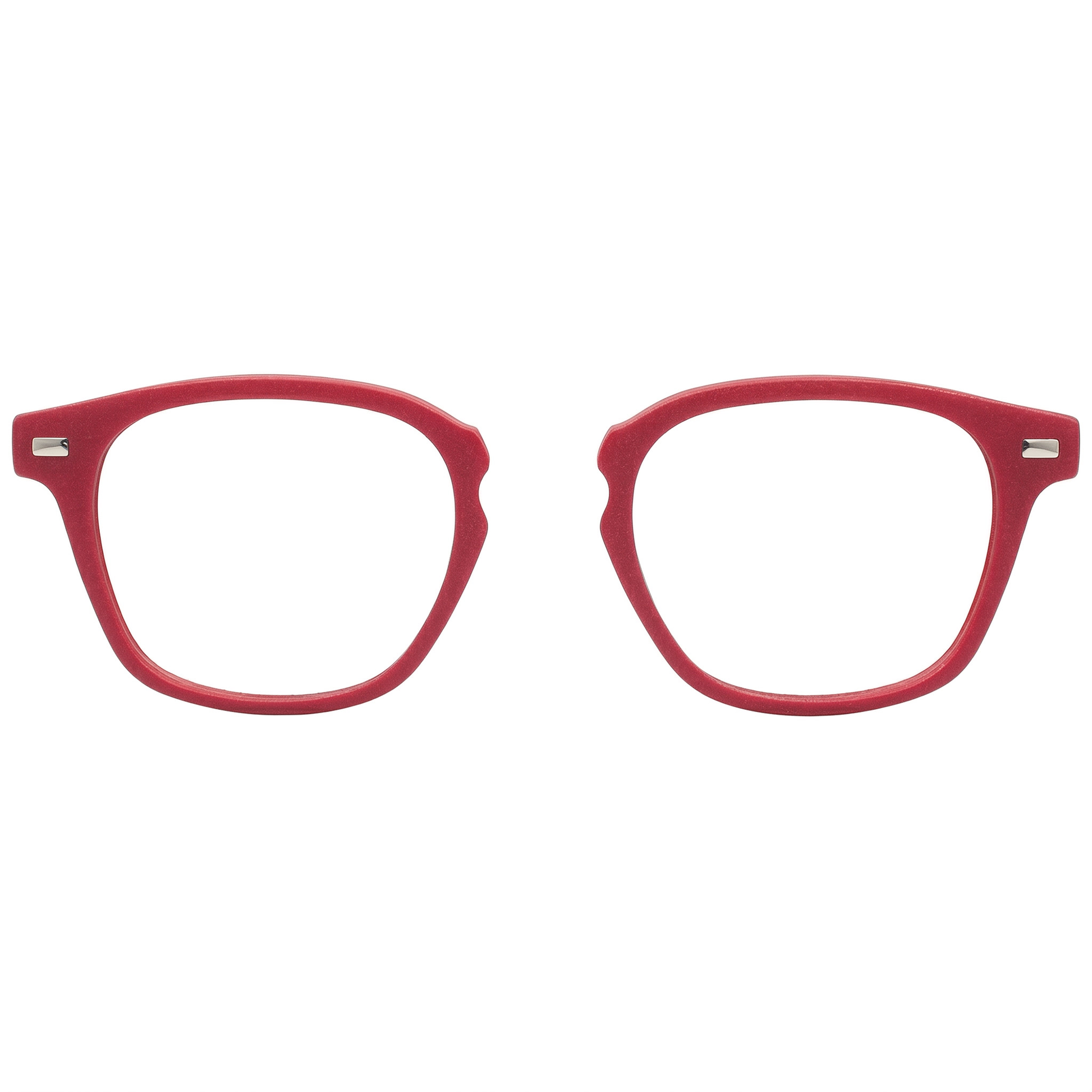 Red eyeglasses on a white background