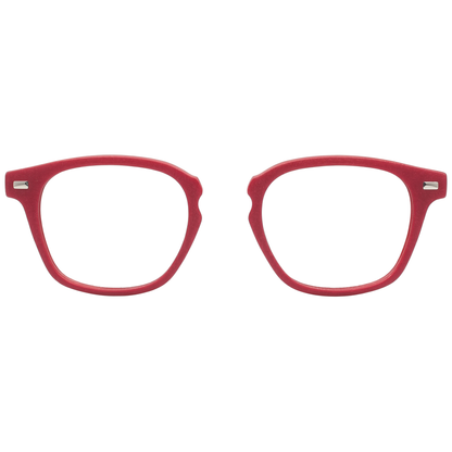 Red eyeglasses on a white background