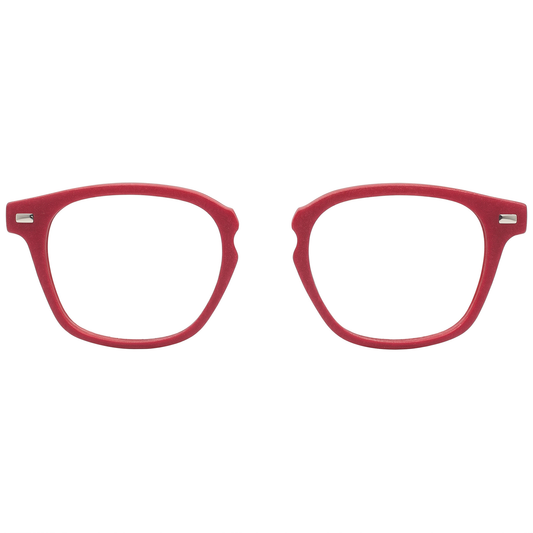 Red eyeglasses on a white background
