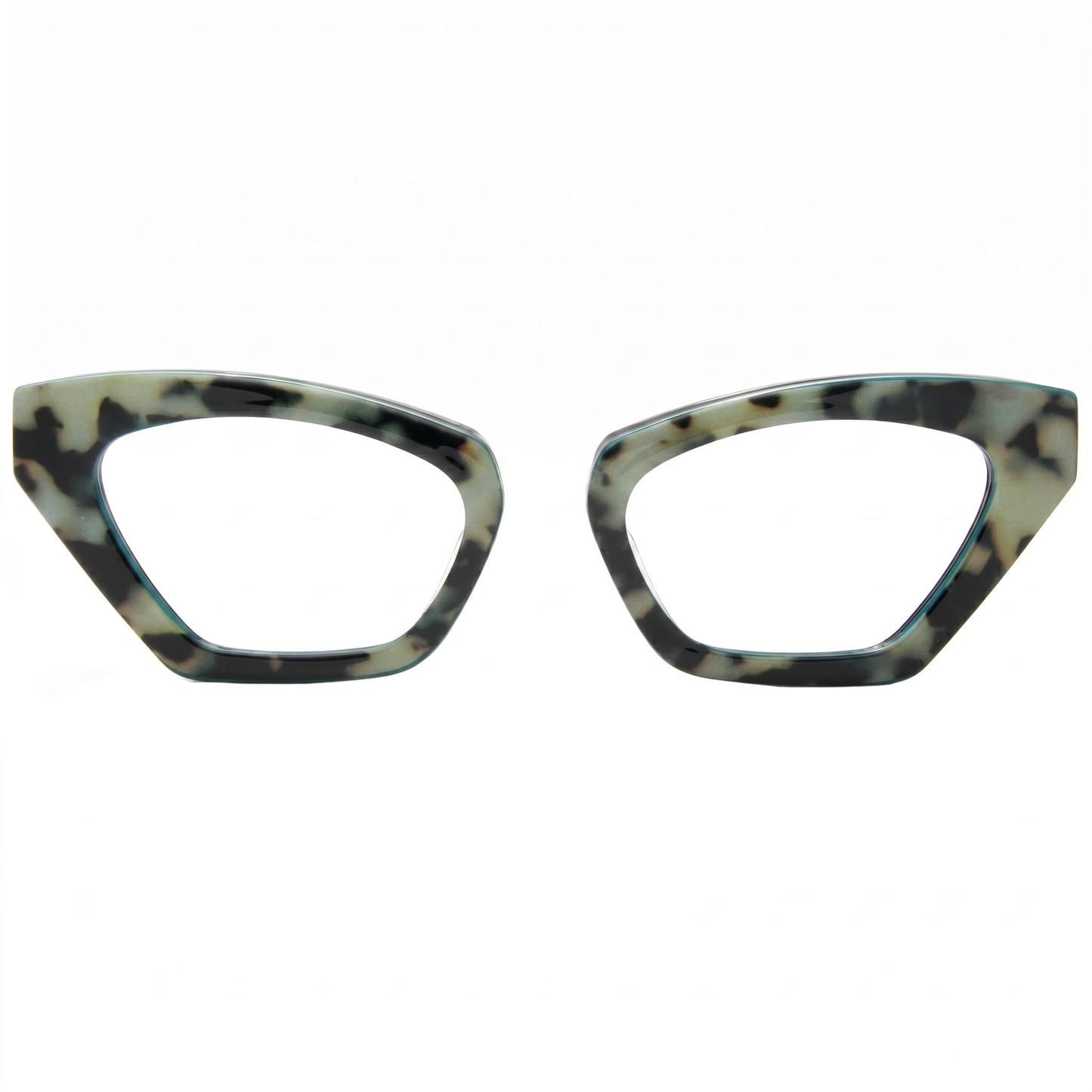 Tortoiseshell cat-eye glasses on a white background