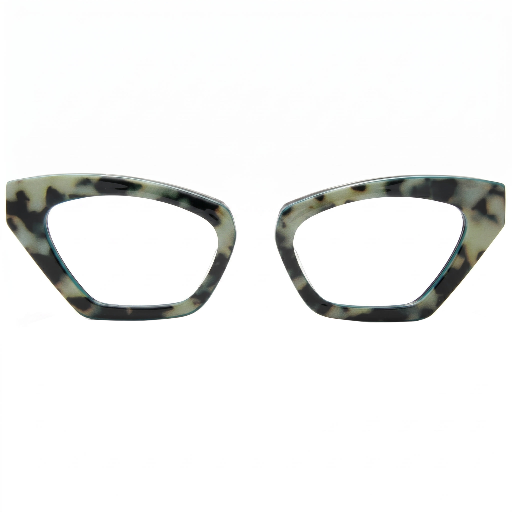 Tortoiseshell cat-eye glasses on a white background