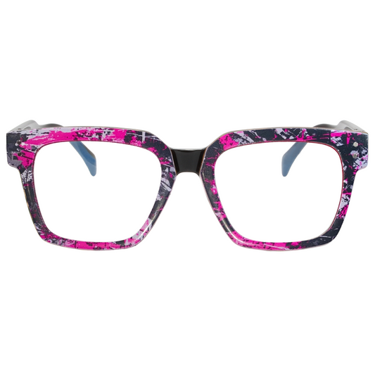 Floral patterned eyeglasses on a white background