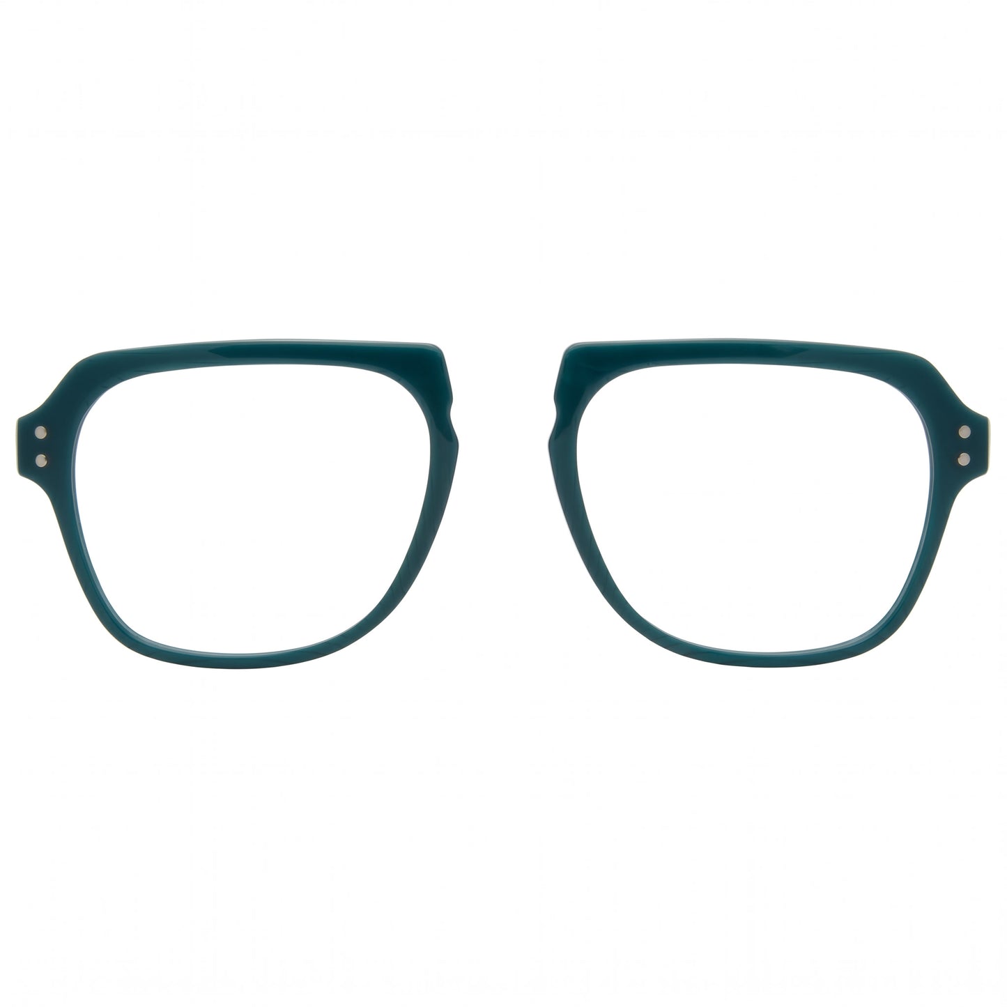 Teal eyeglasses on a white background