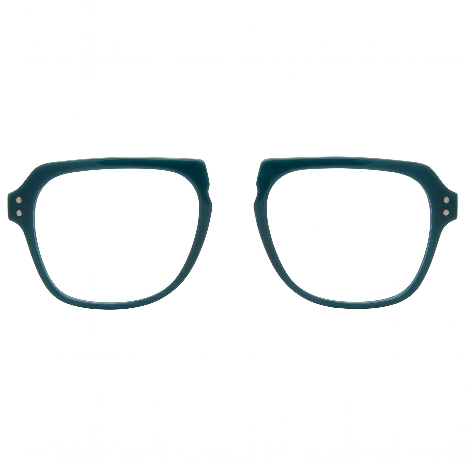 Teal eyeglasses on a white background
