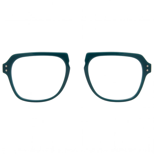 Teal eyeglasses on a white background