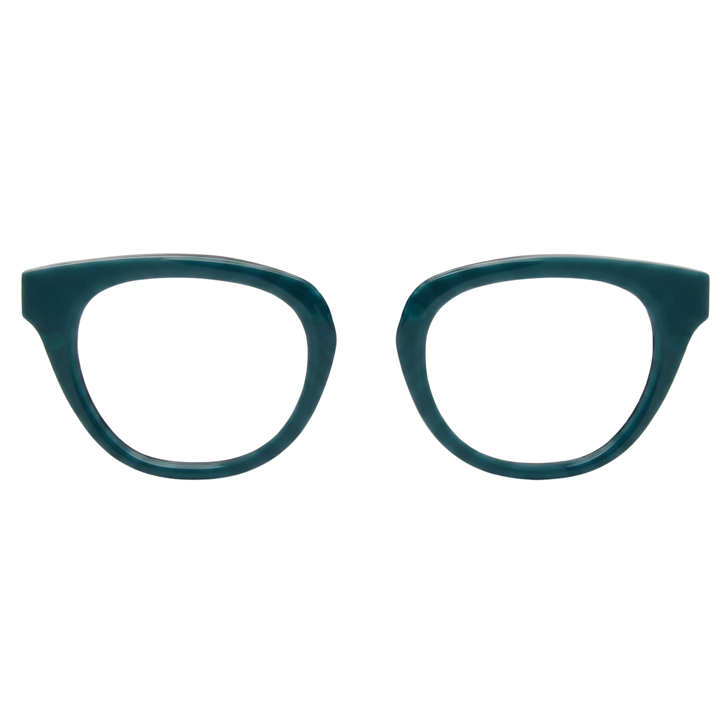Teal eyeglasses on a white background