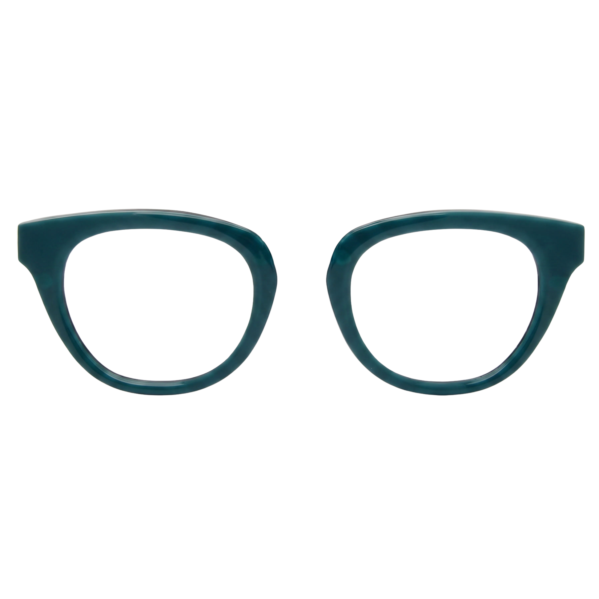 Teal eyeglasses on a white background