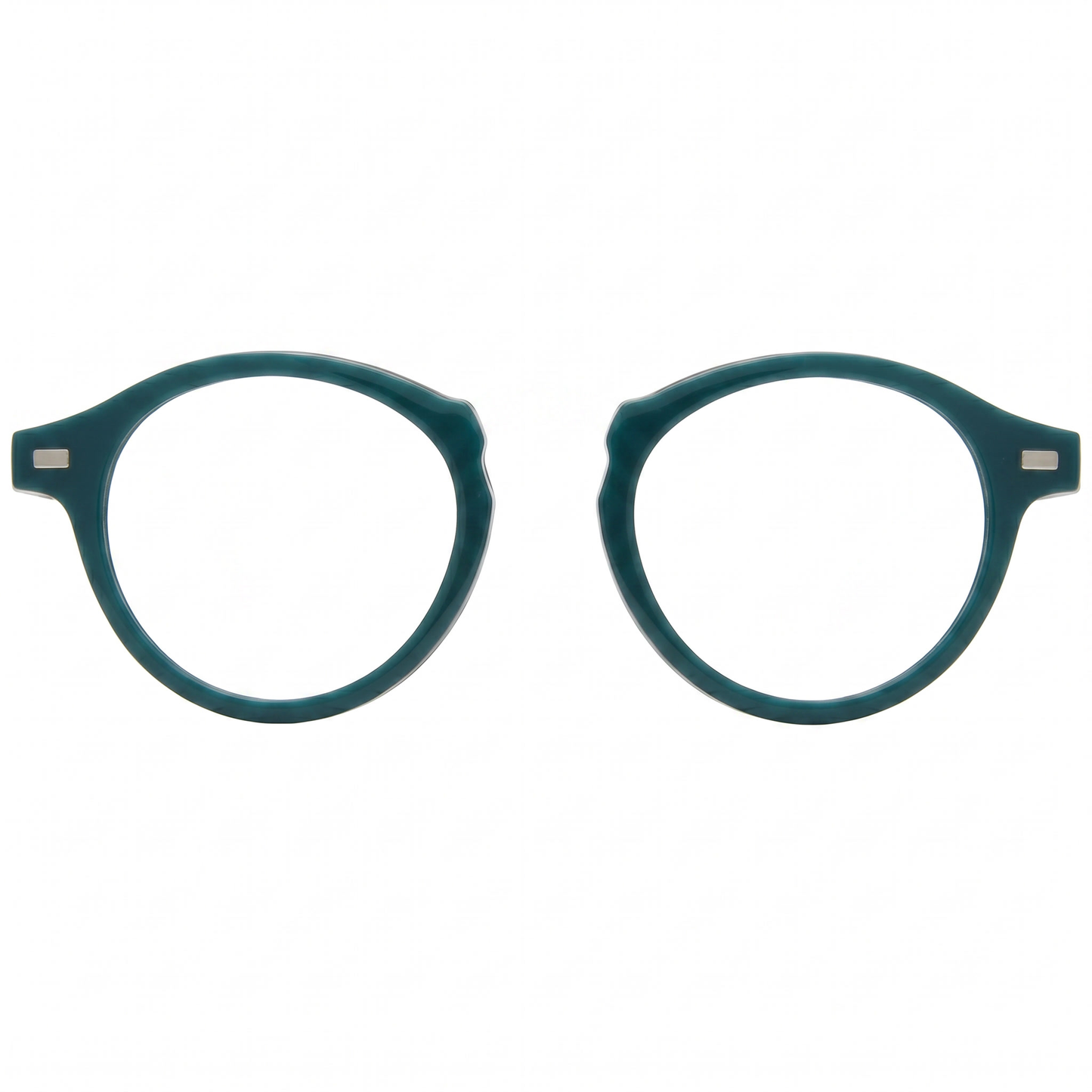 Teal eyeglasses on a white background