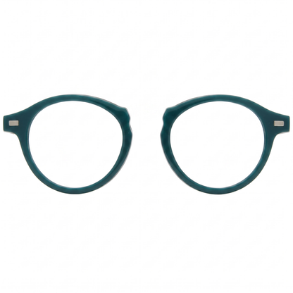 Teal eyeglasses on a white background