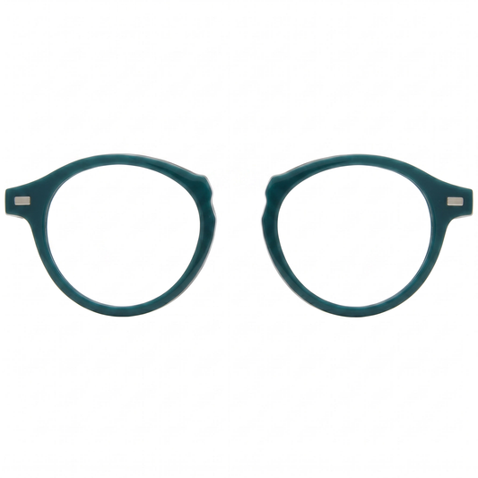 Teal eyeglasses on a white background