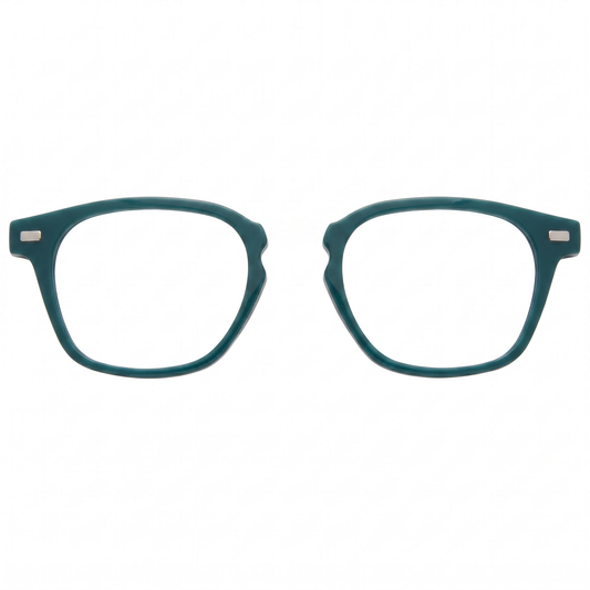 Teal eyeglasses on a white background